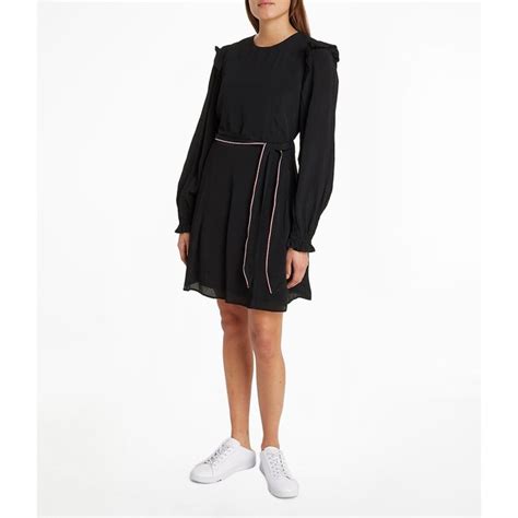 Robe évasée Courte Manches Longues Tommy Hilfiger Noir La Redoute