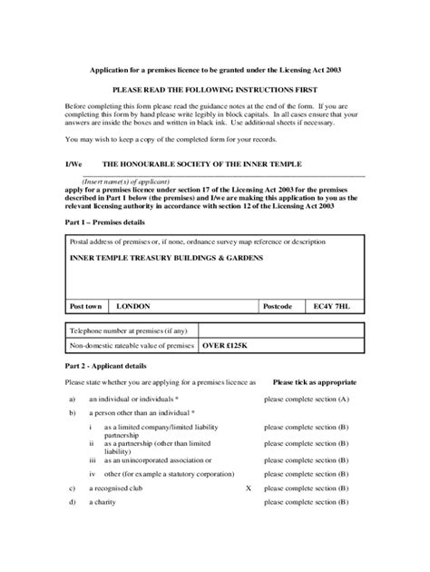 Fillable Online City Of London Application For A Premises Licence