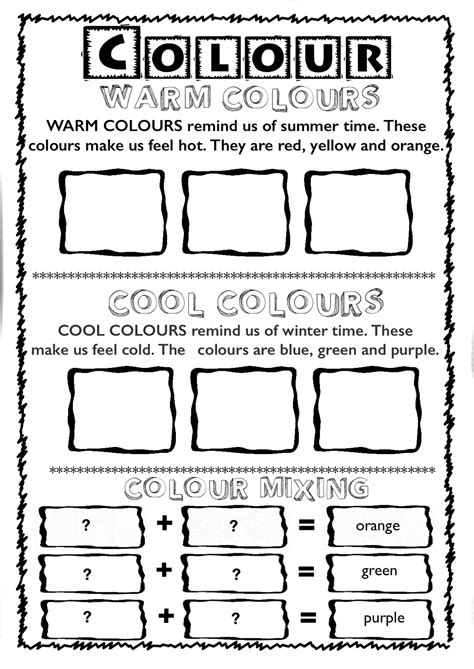 Hot And Cold Colours Worksheet