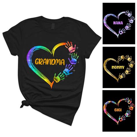 Camisa De Impresión De Mano De Corazón Colorido Personalizado Camisa