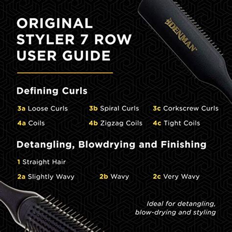 Jack Dean By Denman Curly Hair Brush D3 All Black 7 Row Styling Brush