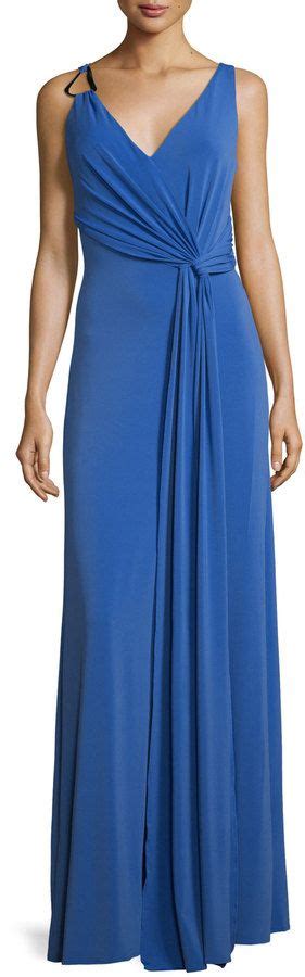 Halston Sleeveless Twist Front Gown Wisteria Cocktail Evening