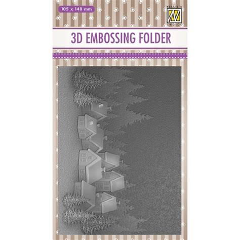 Nellie Snellen 3D Embossing Folder Snowy Village Embossing Folders