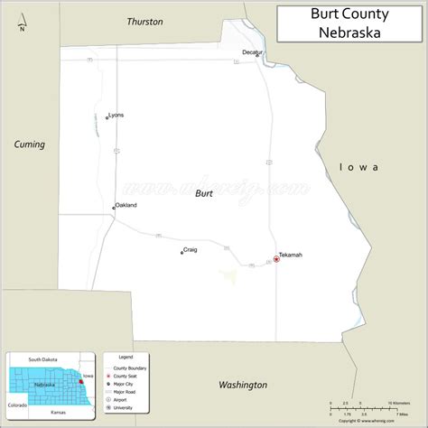 Map Of Burt County Nebraska Where Is Located Cities Population