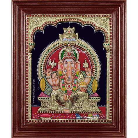 Ganesha D Embossed Tanjore Painting Ganesha D Tanjore Paintings