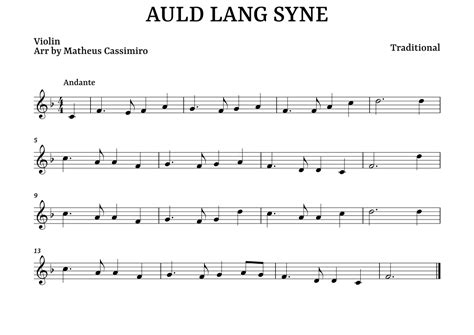 Auld Lang Syne Arr PianoNotes Sheet Music Traditional Violin Solo