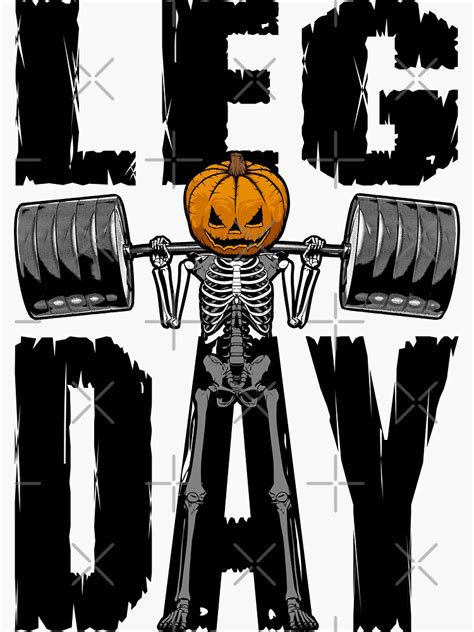 "Halloween Gym Leg Day Skeleton Pumpkin Goth Fitness Workout" Sticker for Sale by GrandeDuc ...