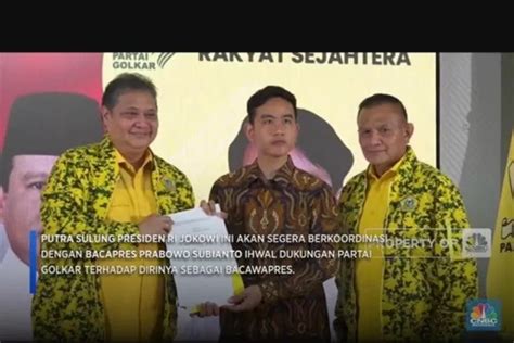 Partai Golkar Resmi Usung Gibran Rakabuming Raka Jadi Cawapres Prabowo