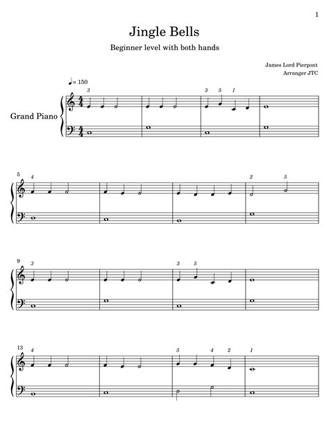 Jingle Bells Arr Jtc By James Lord Pierpont Sheet Music For Easy