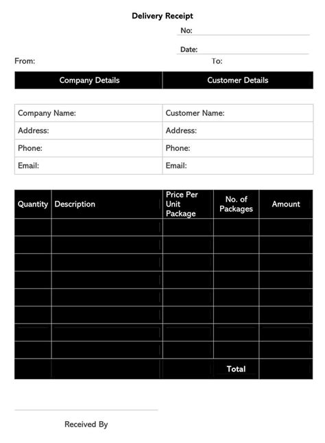 Delivery Receipt Template Delivery Receipt Template Delivery Receipts