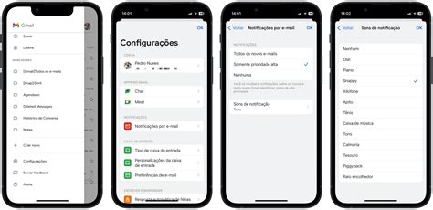 Gmail como alterar os ajustes de notificações de novos emails iPhone