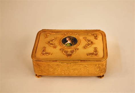 Classic Gold Plated French Jewelry Box At 1stdibs