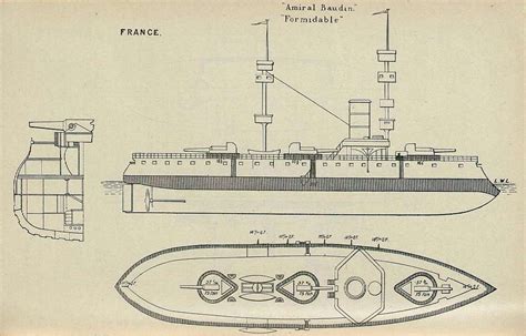 Amiral Baudin class battleship diagrams Brasseys 1896 - PICRYL - Public ...