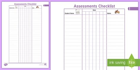 Teacher Planner Assessment Checklist Teacher Made