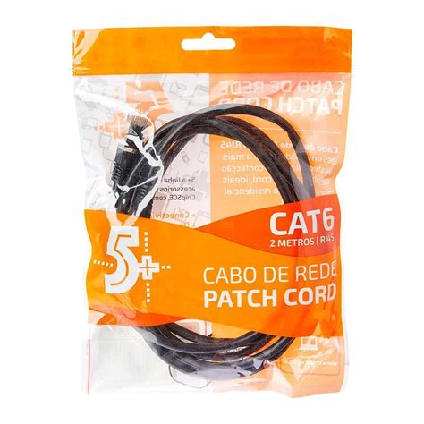 Cabo De Rede Ftp Patch Cord RJ45 Cat 6 Blindado 2 Metros Preto