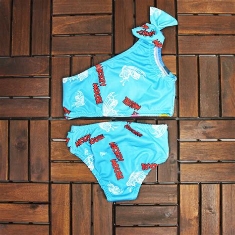 TRENDİMİZBİR Tokalı Kız Bikini Takımı mavi minnie mickey Trendimizbir