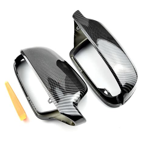 Abs Carbon Fiber Style Add On Type Car Side Door Mirrors Cover Auto