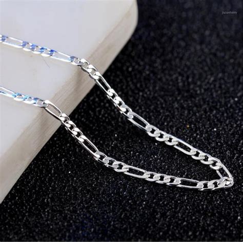 2021 Top Quality Silver Plated Stamped Figaro Necklace For Women And