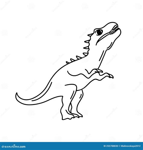 Dinosaur Tyrannosaurus Contour Black Image On White Background Stock