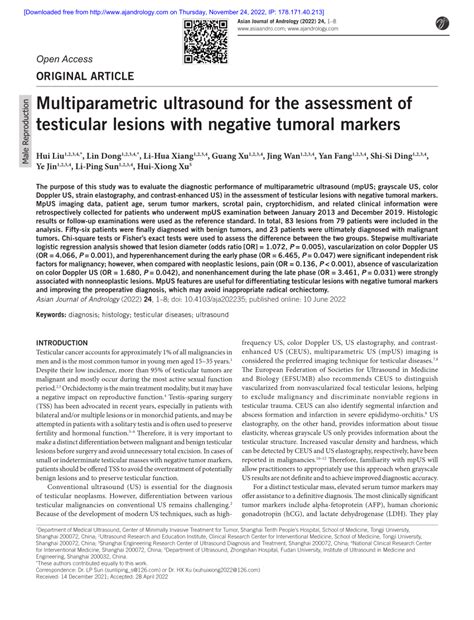 Pdf Multiparametric Ultrasound For The Assessment Of Testicular