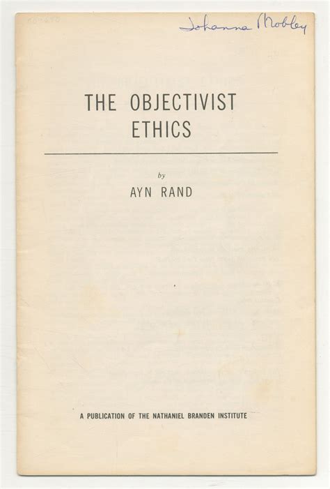 The Objectivist Ethics Von Rand Ayn Near Fine Softcover 1961