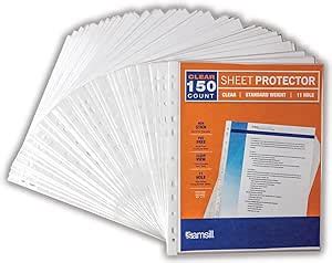 Amazon Samsill Pack Standard Weight Hole Clear Sheet