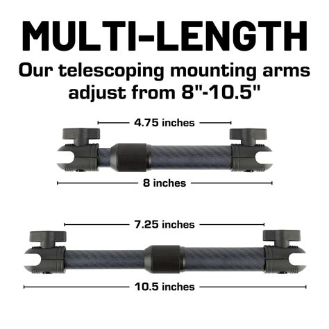 Telescoping Carbon Fiber + Kevlar Mounting Arms with 20mm Connector En
