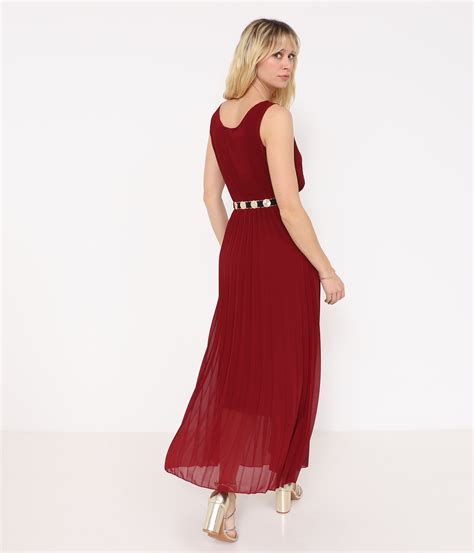 Robe Longue Pliss E Avril Bordeaux Edji