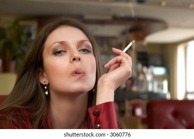 Sexy Green Eyes Brunette Red Smoking Stock Photo Shutterstock