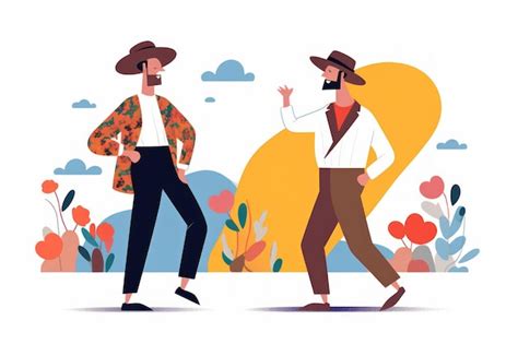 Premium Photo Flat Illustration Organic Graphic Design Pride Day Gay Couple In Love Concept