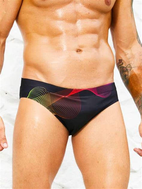 Manfinity Men Striped Print Swim Brief SHEIN USA