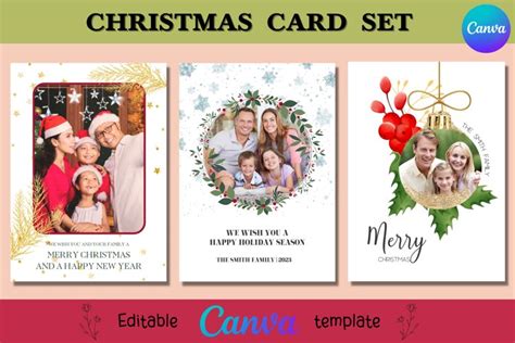 Photo Christmas Card Templates Editable By Canva