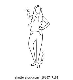 Naked Woman One Line Art Hand Stock Vector Royalty Free 2257086599
