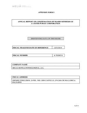 Fillable Online Appendix Form I Annual Report On Compensation Of Board