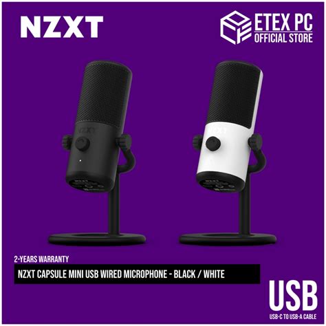 NZXT Capsule Mini USB Wired Microphone Black White AP WMMIC B1