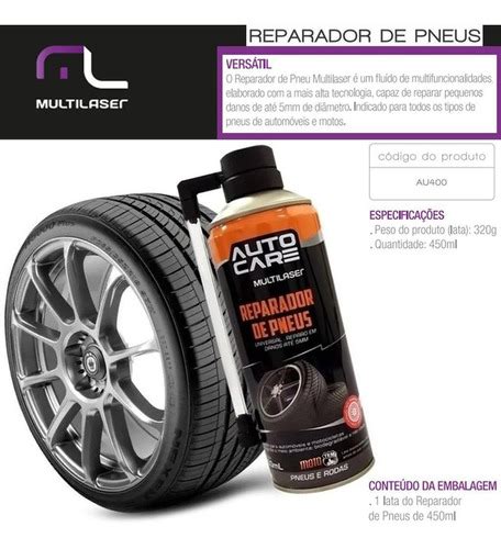 Kit Spray Reparador De Pneus Furados Carro Moto Tapa Furos Olist