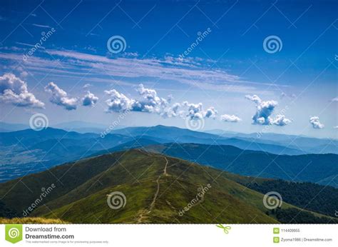 Background Landscape With Ukrainian Carpathian Mountains In The