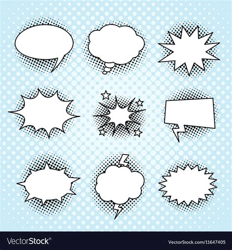 Comic Speech Bubbles Set Vintage Halftone Print Vector Image Hot Sex