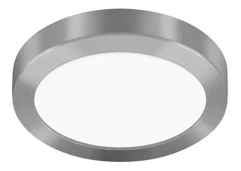 Panel Led 24w Plafon Calido Redondo Acero Platil Macroled