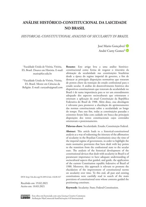 Sobre A Laicidade No Brasil Analise As Afirmações A Seguir