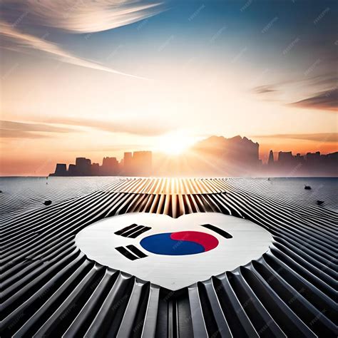 Premium Ai Image South Korea Flag Heart Banner