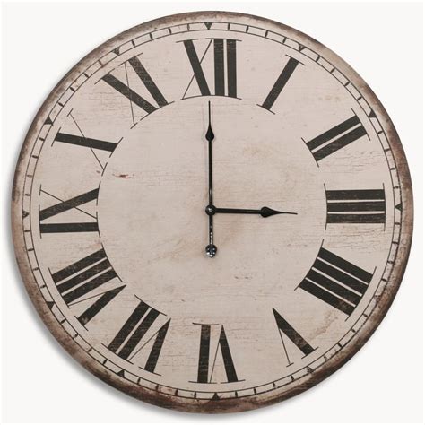 Kentfield Large Antique White Wall Clock With Roman Numerals One