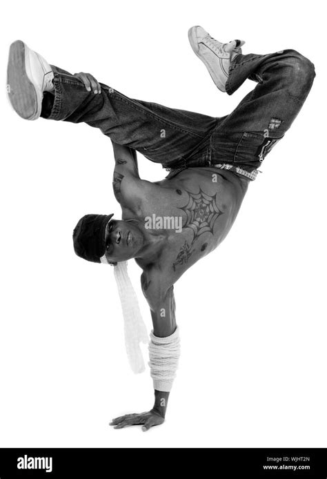 Hip hop dancer freezed his movements on isolated white background Stock ...