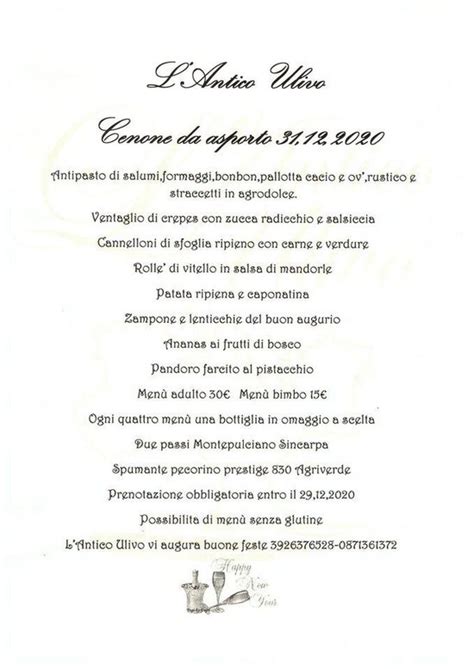 Menu Da L Antico Ulivo Ristorante Torrevecchia Teatina