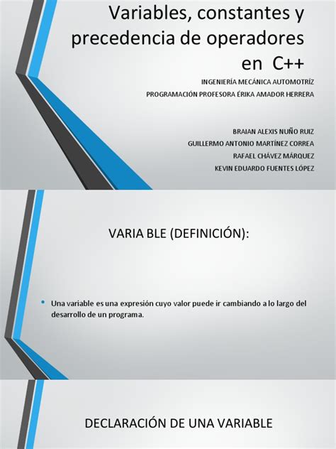 Constantes Variables Y Precedencia Pdf C Variable Informática