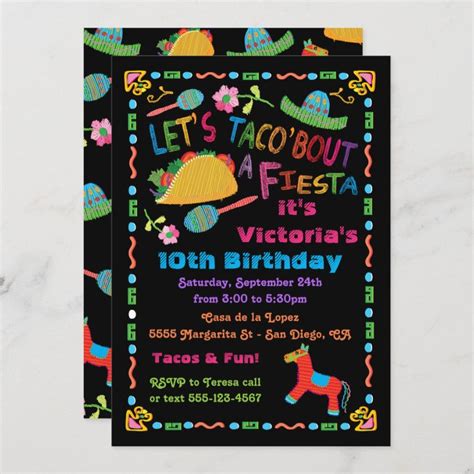 Folk Art Mexican Fiesta Birthday Party Invitation Zazzle