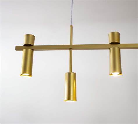 Lustre Pendente Retangular Industrial Tubo Cilindro M Dourado Fosco