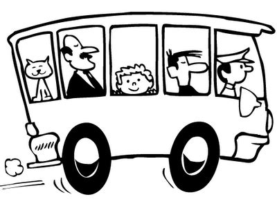 riding a bus clipart black and white - Clip Art Library