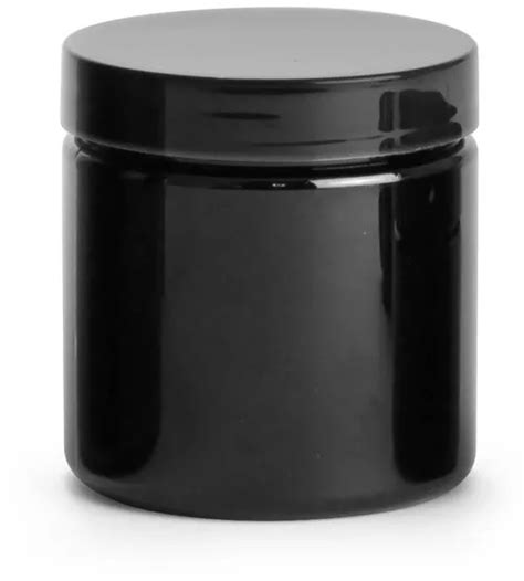 8 Oz Black PET Straight Sided PCR Jars W Black PS22 Lined Caps