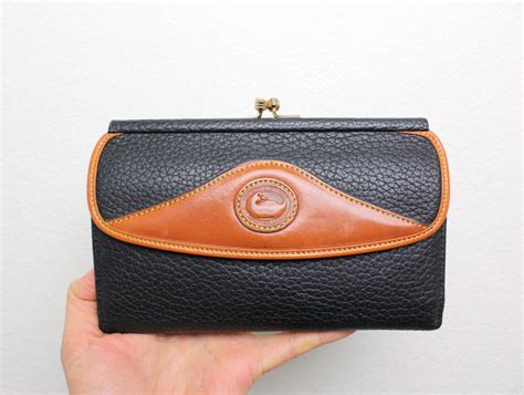 Vintage Dooney Bourke All Weather Leather Tri Fold Wallet Black And